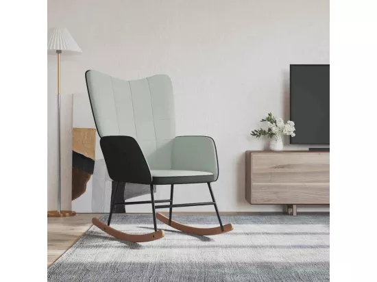 Chaise à bascule Gris clair Velours et PVC