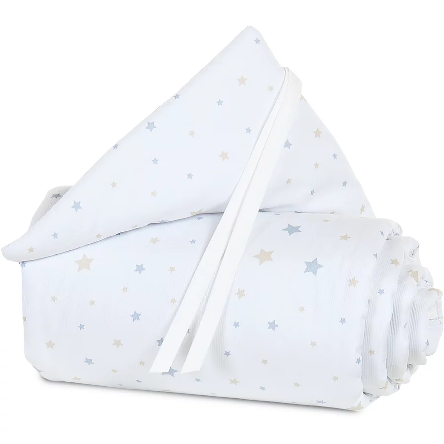babybay Nestchen Piqué Maxi Sternenmix sandazurblau 168 x 24 cm