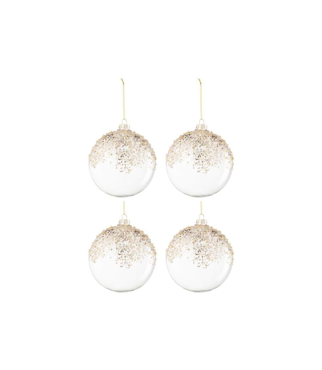 Paris Prix - Lot De 4 Boules De Noël éva 12cm Transparent & Or
