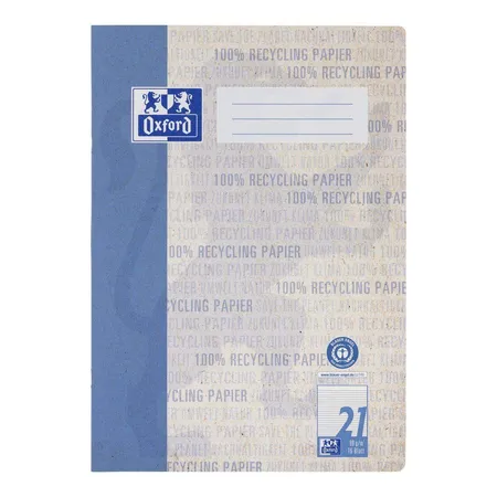 Oxford Recycling Schulheft A4, 16 Blatt, Lineatur 21 (liniert), 90 g/m², Optik Paper®
