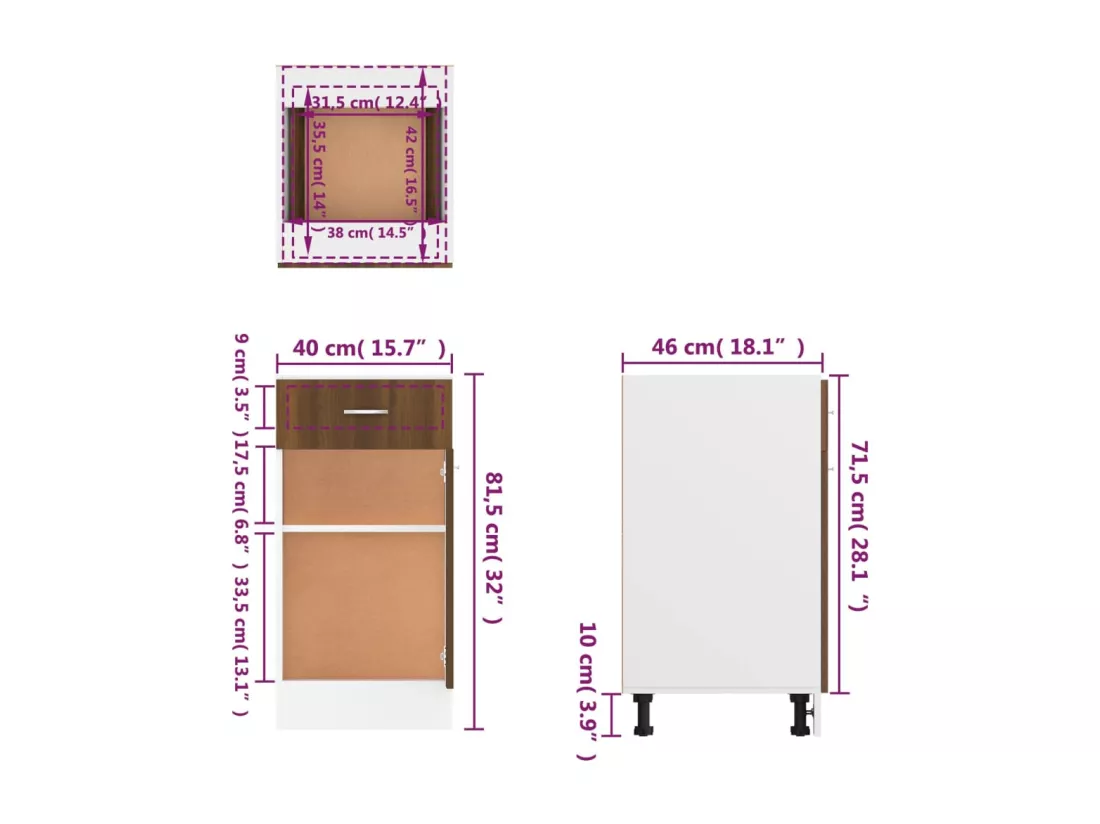 Armoire de plancher à tiroir 