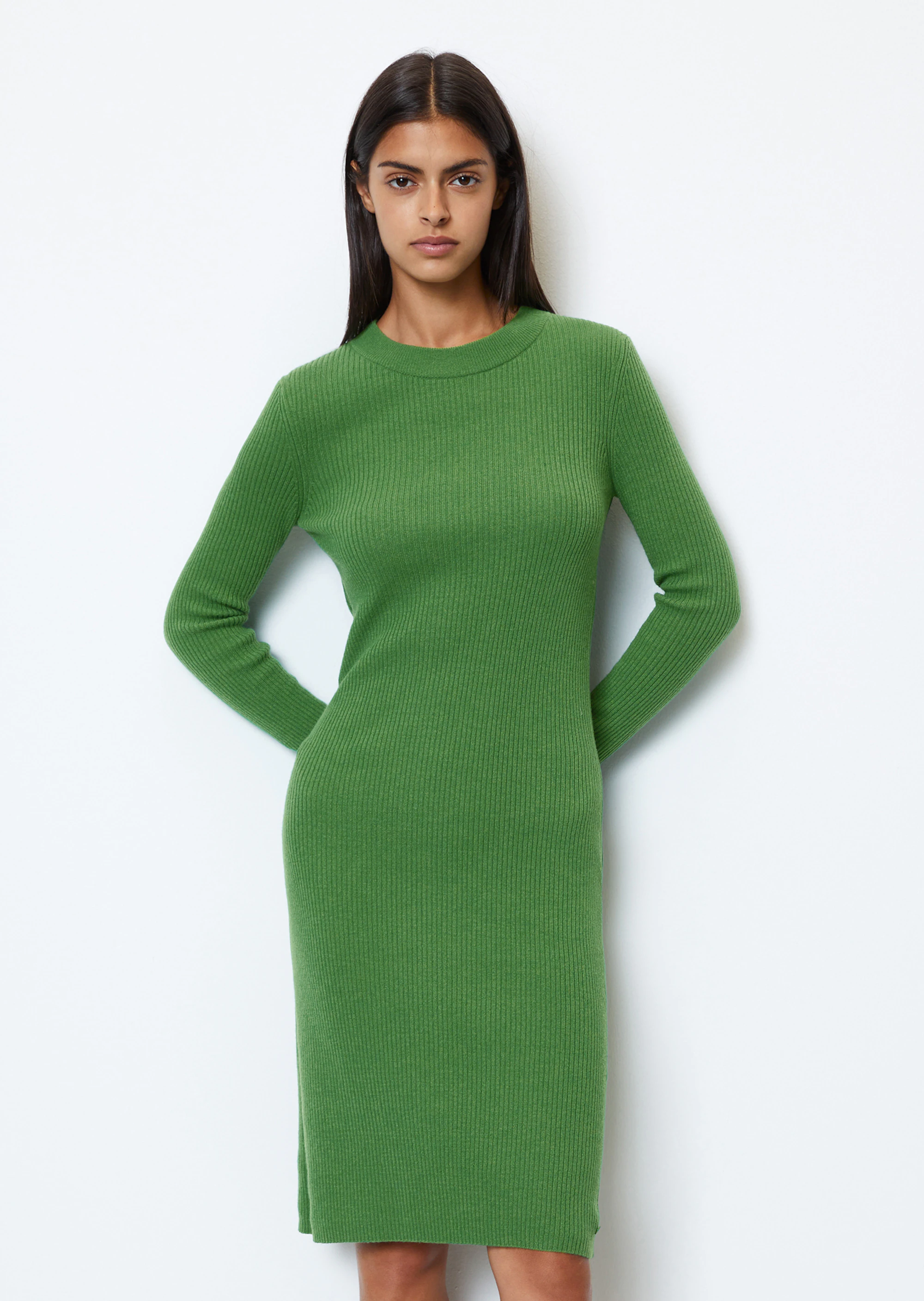Rippstrick-Kleid fittedaus Schurwolle-Mix