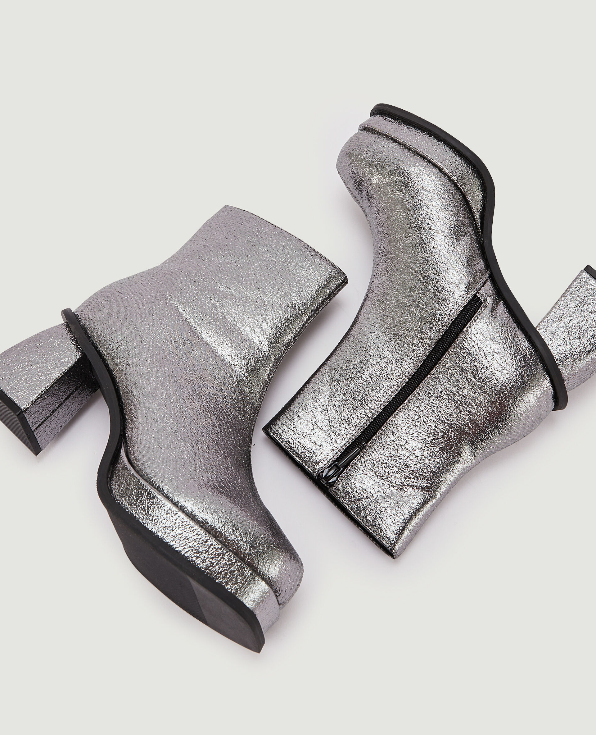 Boots plateformes en tissu - Argenté