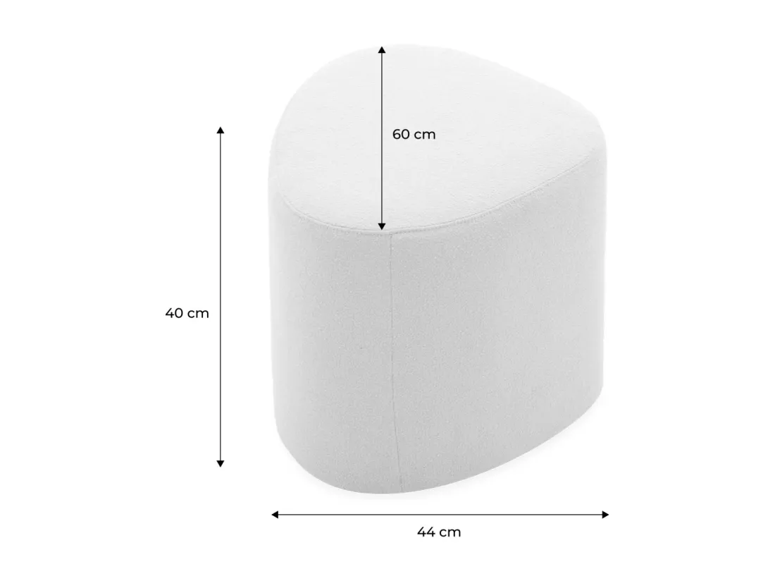 tabouret. pouf en forme de galet en tissu moutarde. TAO L 60 x P 44 x H 40cm