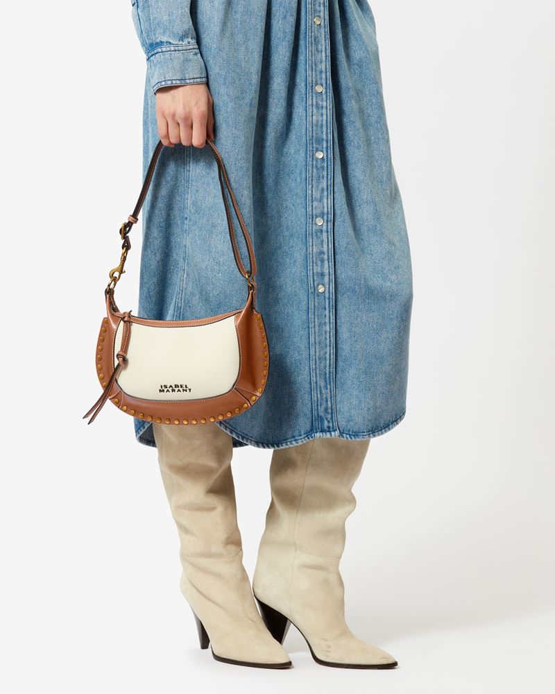 SAC PORTÉ ÉPAULE EN CUIR ET COTON OSKAN MOON
