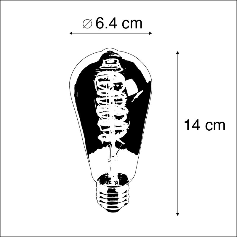 E27 dimbare LED gedraaid filament lamp smoke ST64 4W 136 lm 1800K