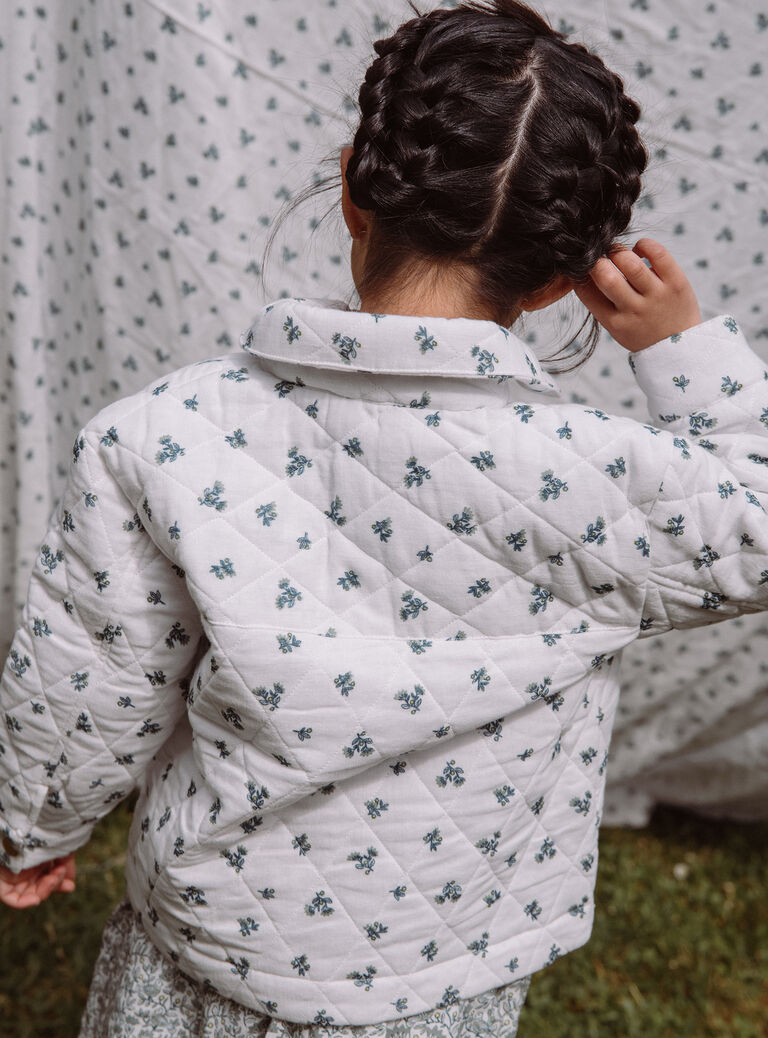 Veste matelassée écrue à imprimé fleuri