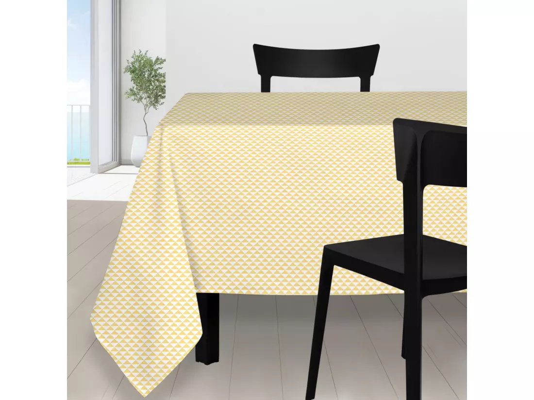 Nappe anti-tâches 140x300 cm PALMIER jaune, par Soleil d'ocre