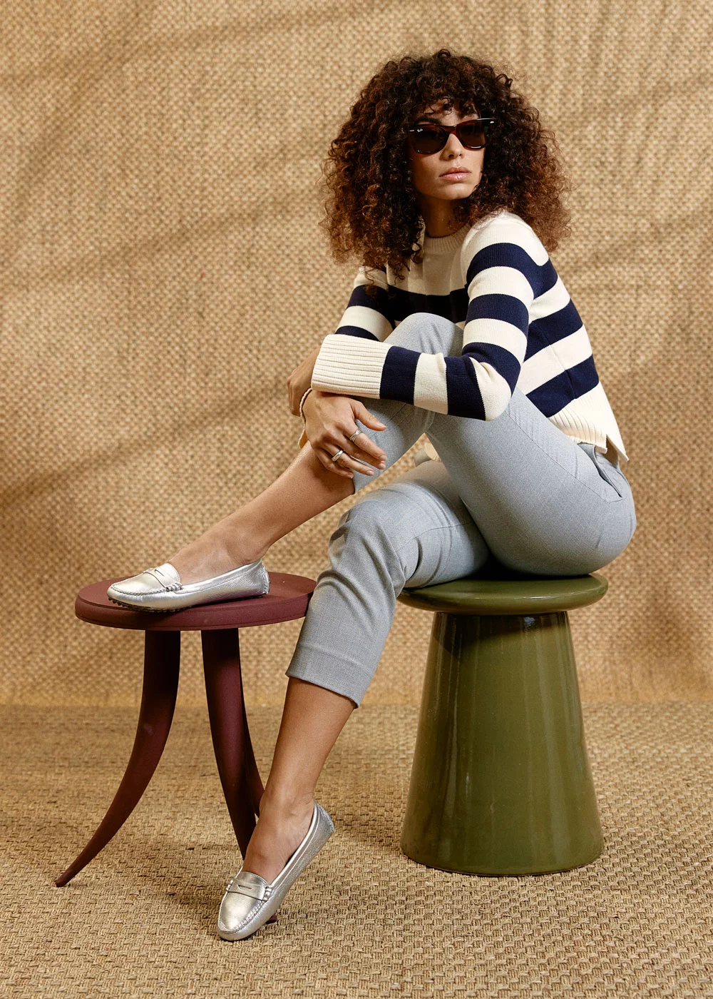 MOCASSIN ROUND DRIVER METALISE ARGENT