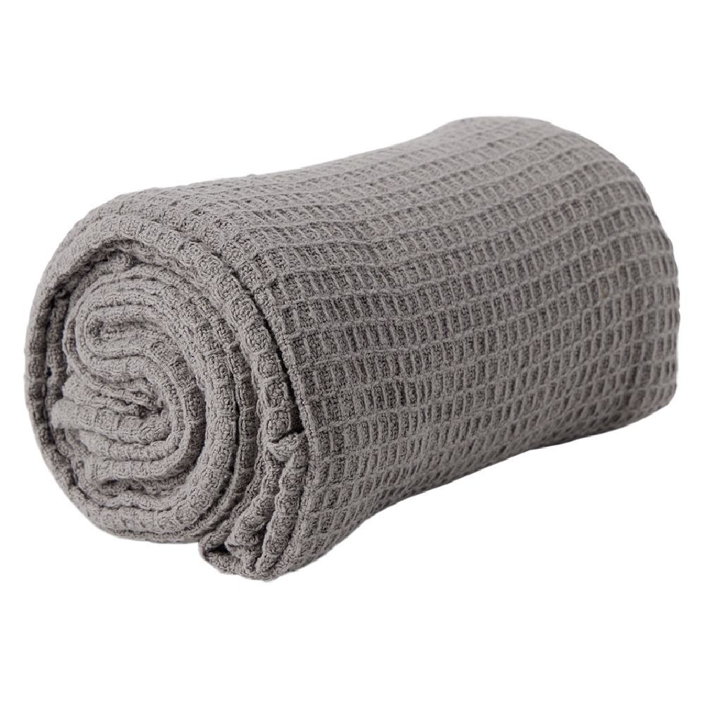 Plaid coton gaufré 130x160cm gris