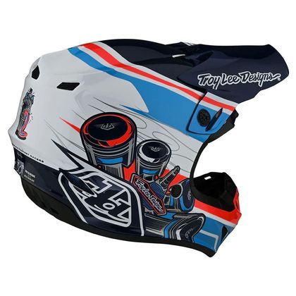 Casque cross TroyLee design SE4 POLYACRYLITE SKOOLY 2023 - Bleu / Orange