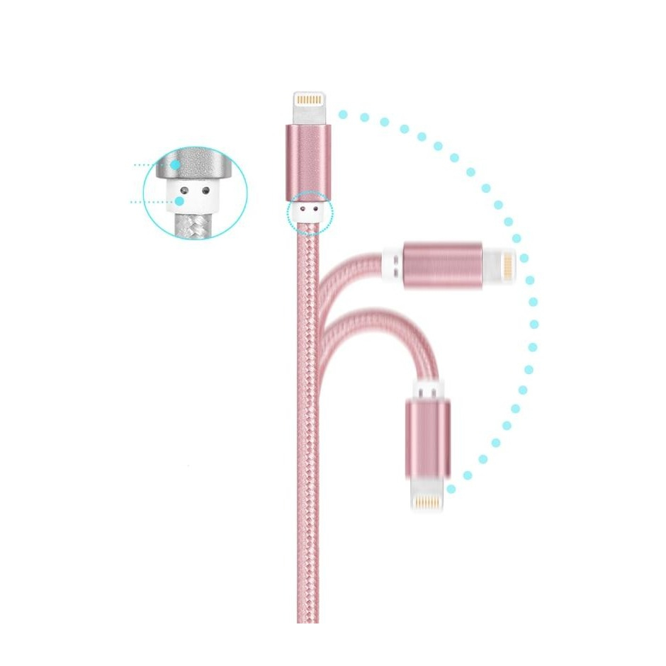 (1m) 2.4A MFi USB A auf Lightning Schnellladekabel Nylon Datenkabel - Rosa