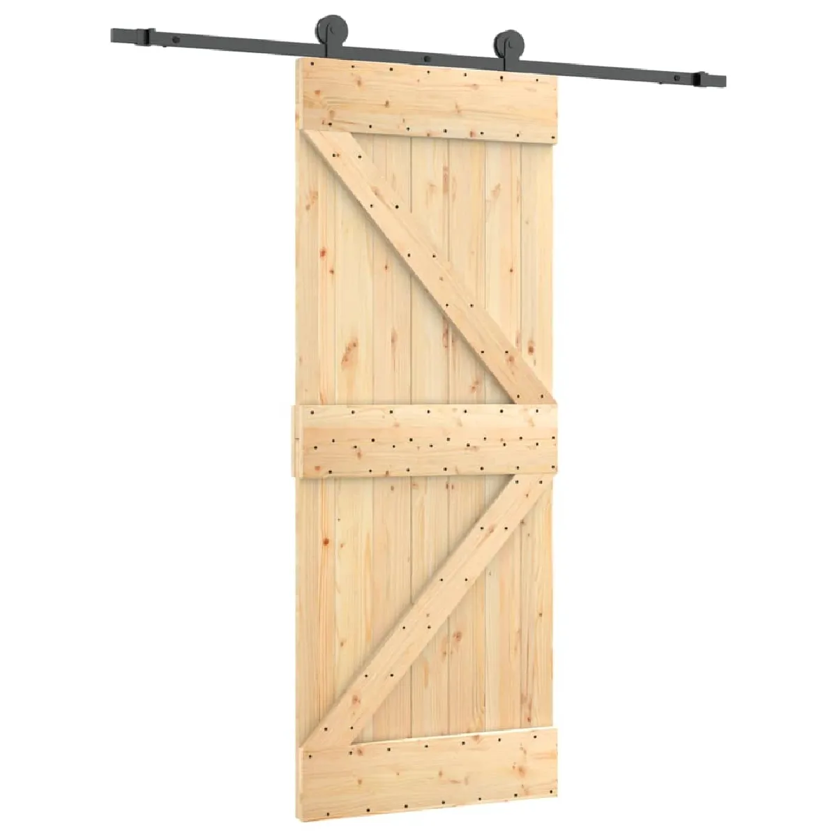 vidaXL Porte coulissante avec quincaillerie - Pin massif