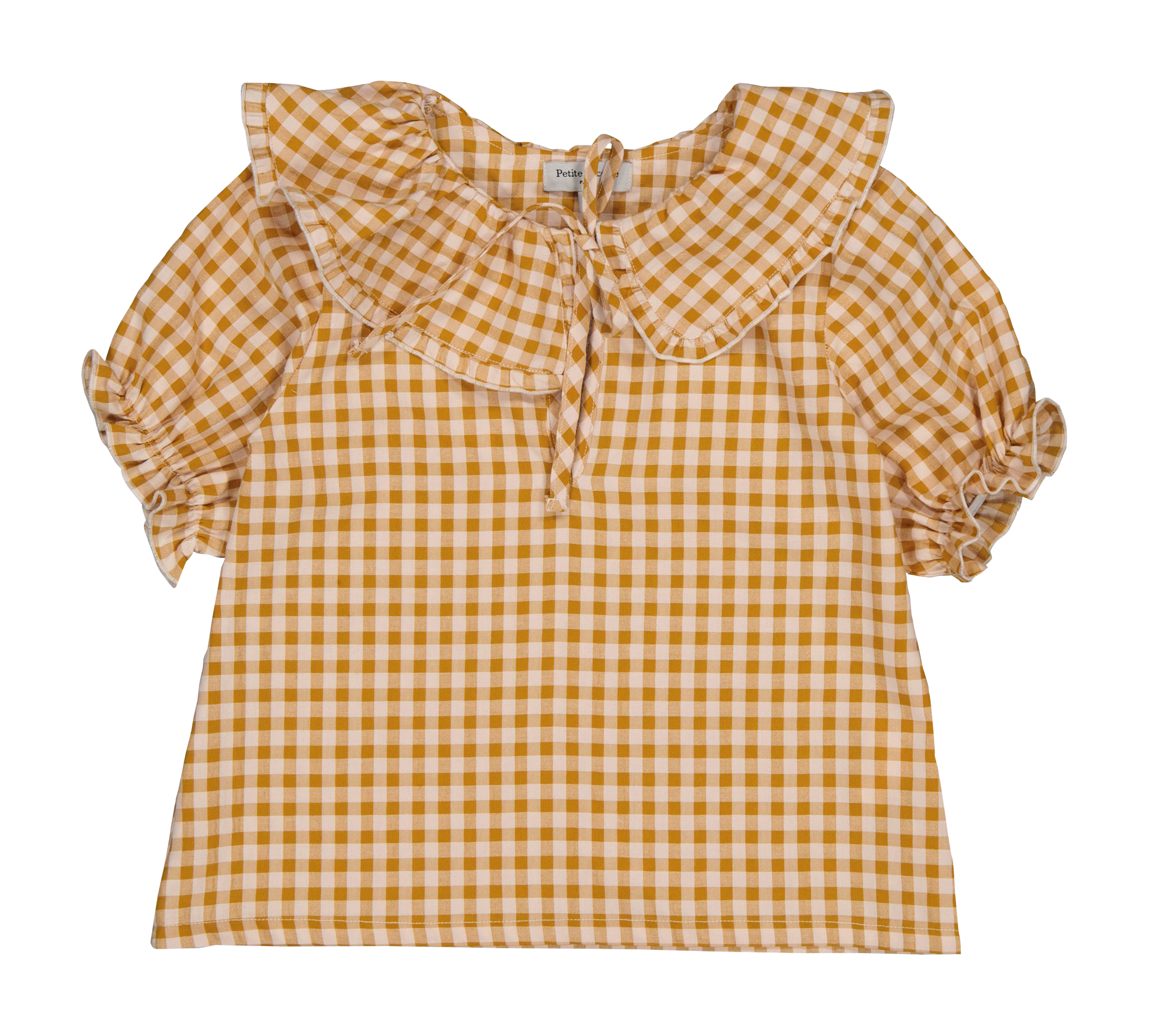 ANAEL - Blouse vichy en coton mélangé| Orange
