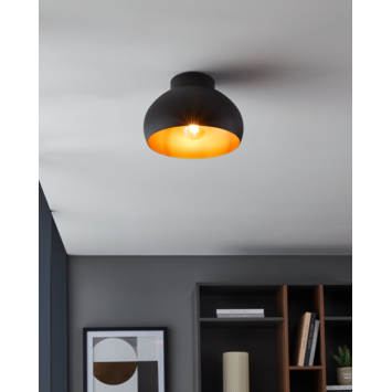 Eglo plafondlamp Mogano Ø 28 cm zwart-koper