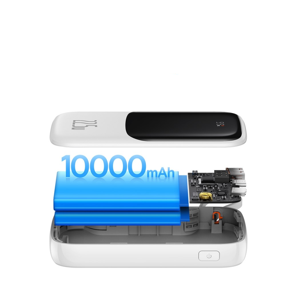 (22.5W) 10000mAh USB A / USB C Powerbank Power Delivery Ladegerät inkl. USB C Ladekabel mit LED Anzeige - Weiss