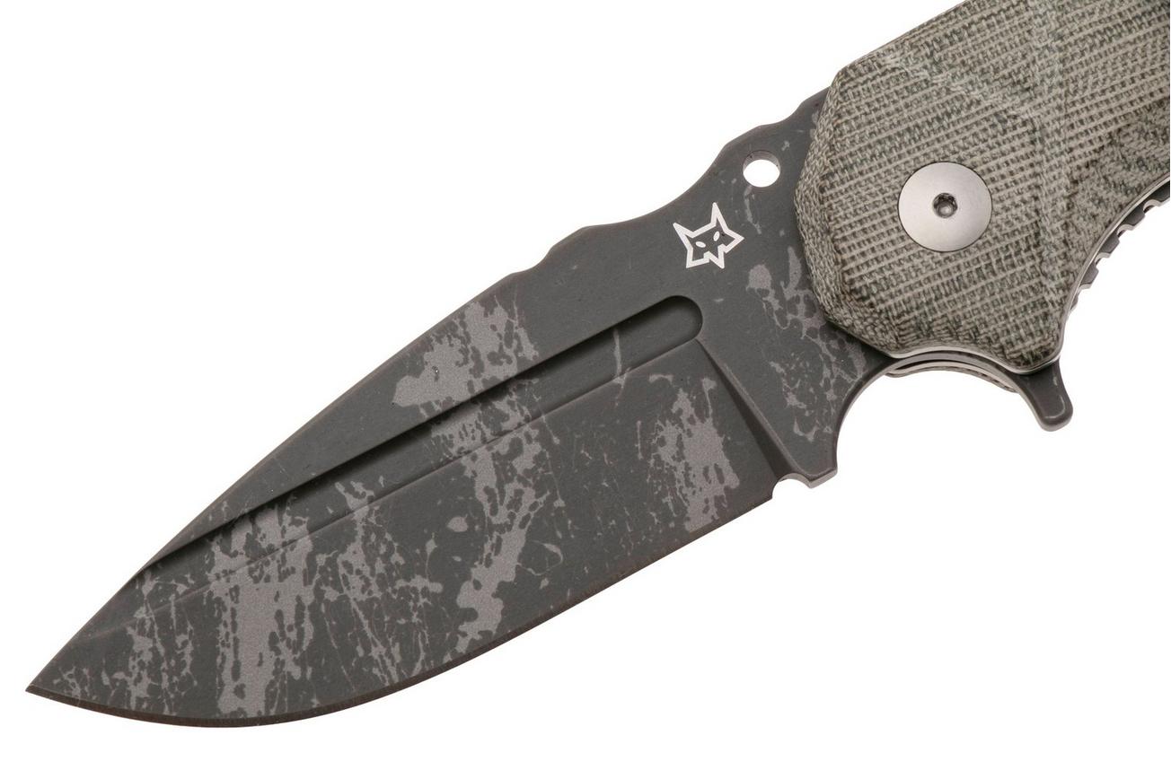 Fox Wander Tactical URO FX-557 Acid Etch Niolox, OD Green Canvas Micarta, zakmes