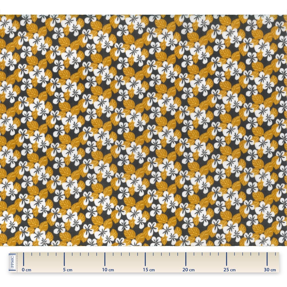 Tissu Enduit Au Mètre Fleurs Moutarde Ex1055