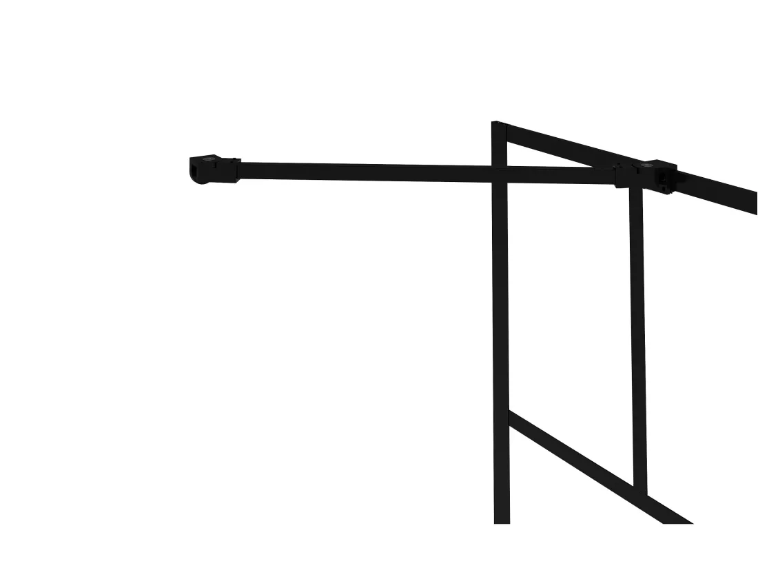 Pare baignoire noir mat au style industriel avec volet pivotant - 100 x 140 cm - OBELINI