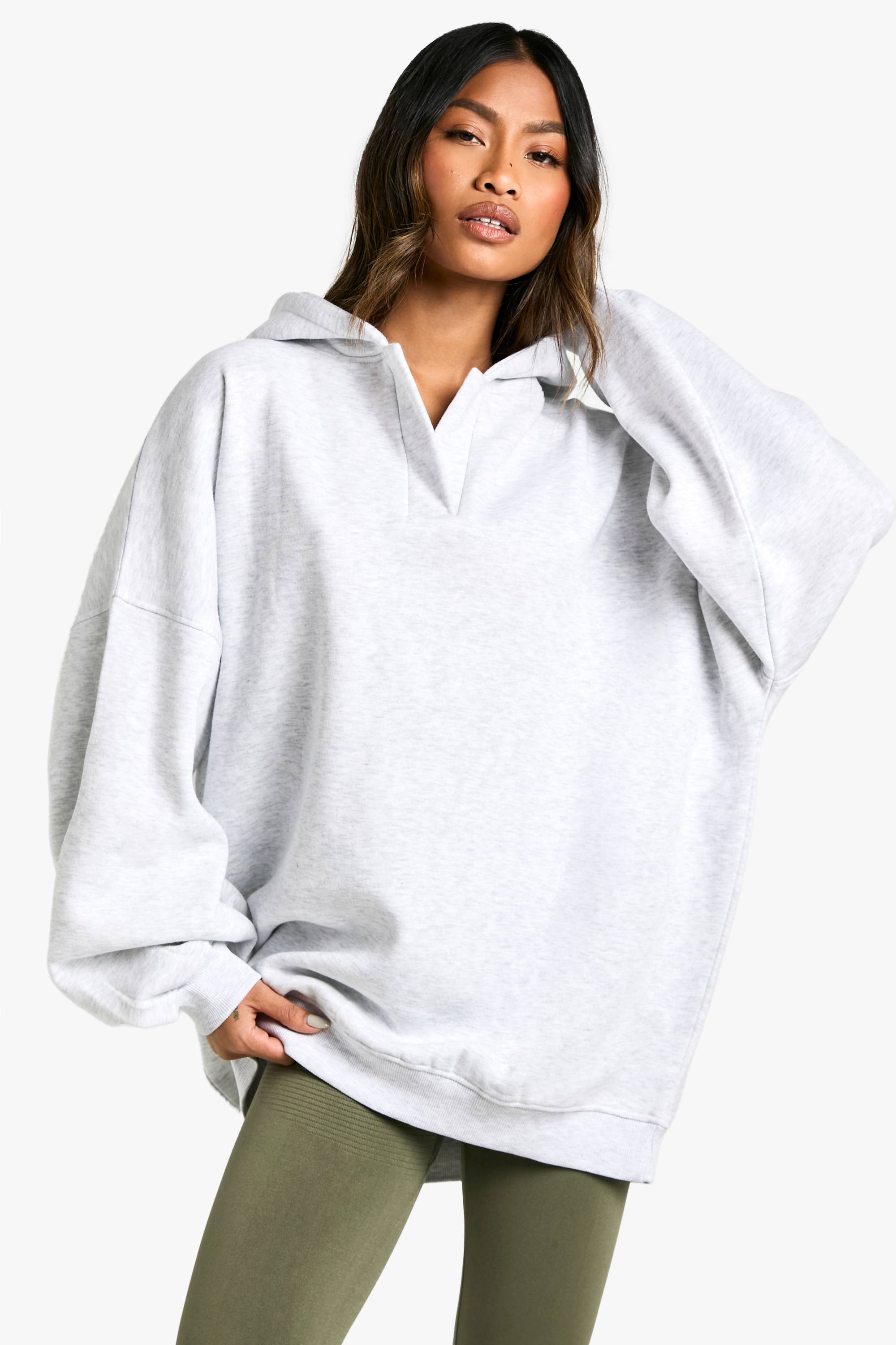 boohoo Notch Neck Balloon Sleeve Oversized Hoodie devient Sweat à capuche oversize à encolure à encoche et manches ballon