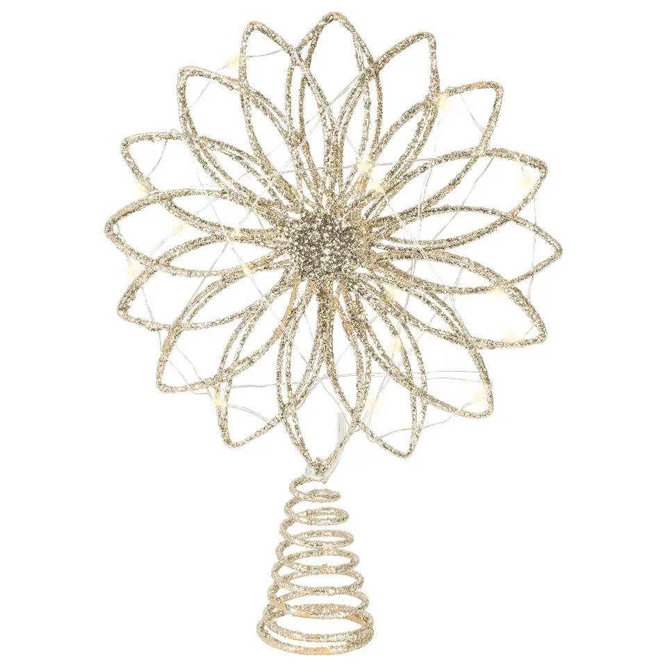 Lumineo kerstboom piek ster - goud - 26 cm - led - warm wit