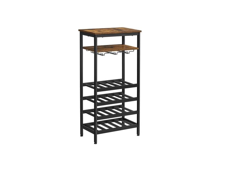 VASAGLE Weinregal 32 cm x 50 cm, Braun/Schwarz Weinflaschenhalter
