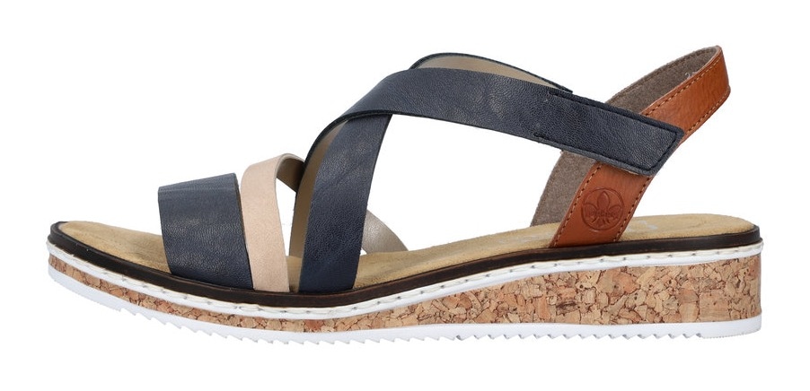 Rieker Riemchensandale  , Sommerschuh, Sandalette, Keilabsatz, mit Klettriemchen