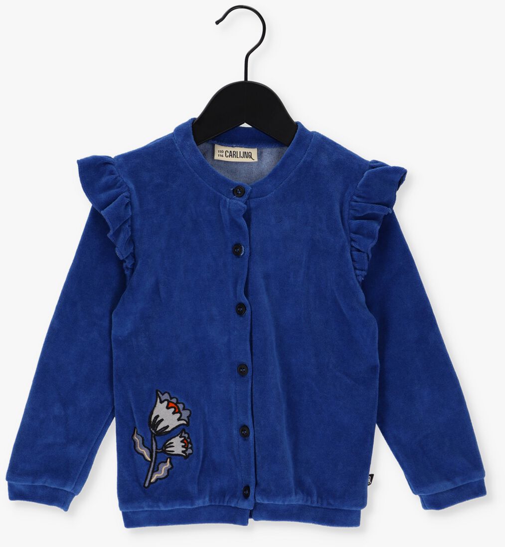 CARLIJNQ blauwe carlijnq vest basics - ruffled cardigan with embroidery