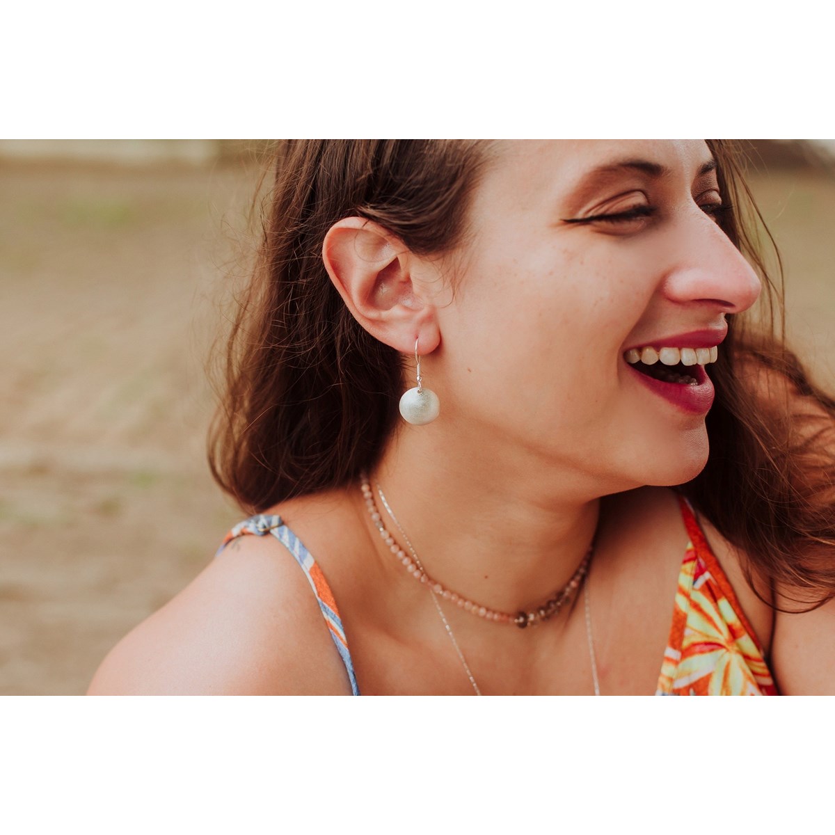 Boucles D'Oreilles en Argent Massif Sablé
