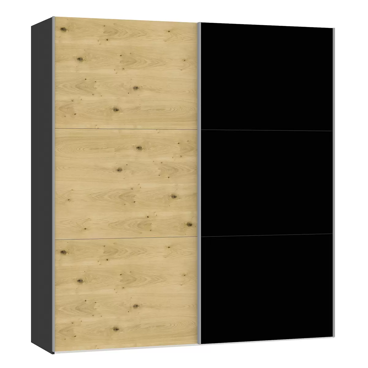 Schwebetürenschrank 2-trg. Montreux Eiche,schwarz