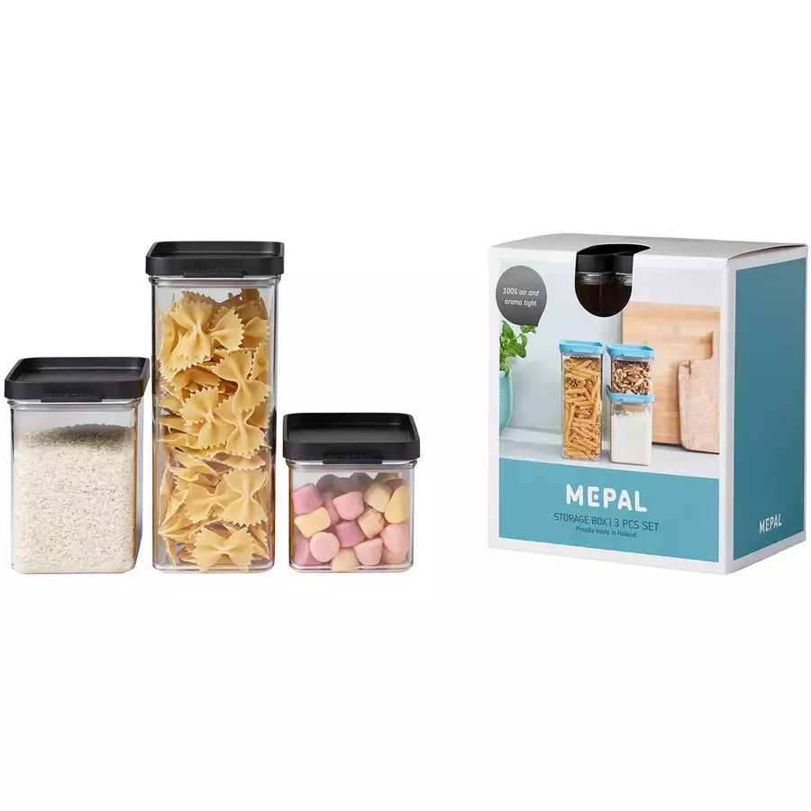Mepal Vorratsdosen-Set Omnia 700 + 1100 + 2000 ml 3er Set schwarz
