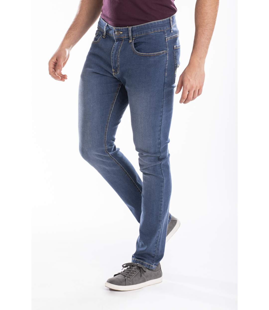 Jeans RL80 Fibreflex® brossé coupe droite ajustée MARINE