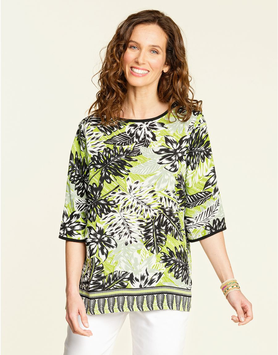 Blouse verte feuillages