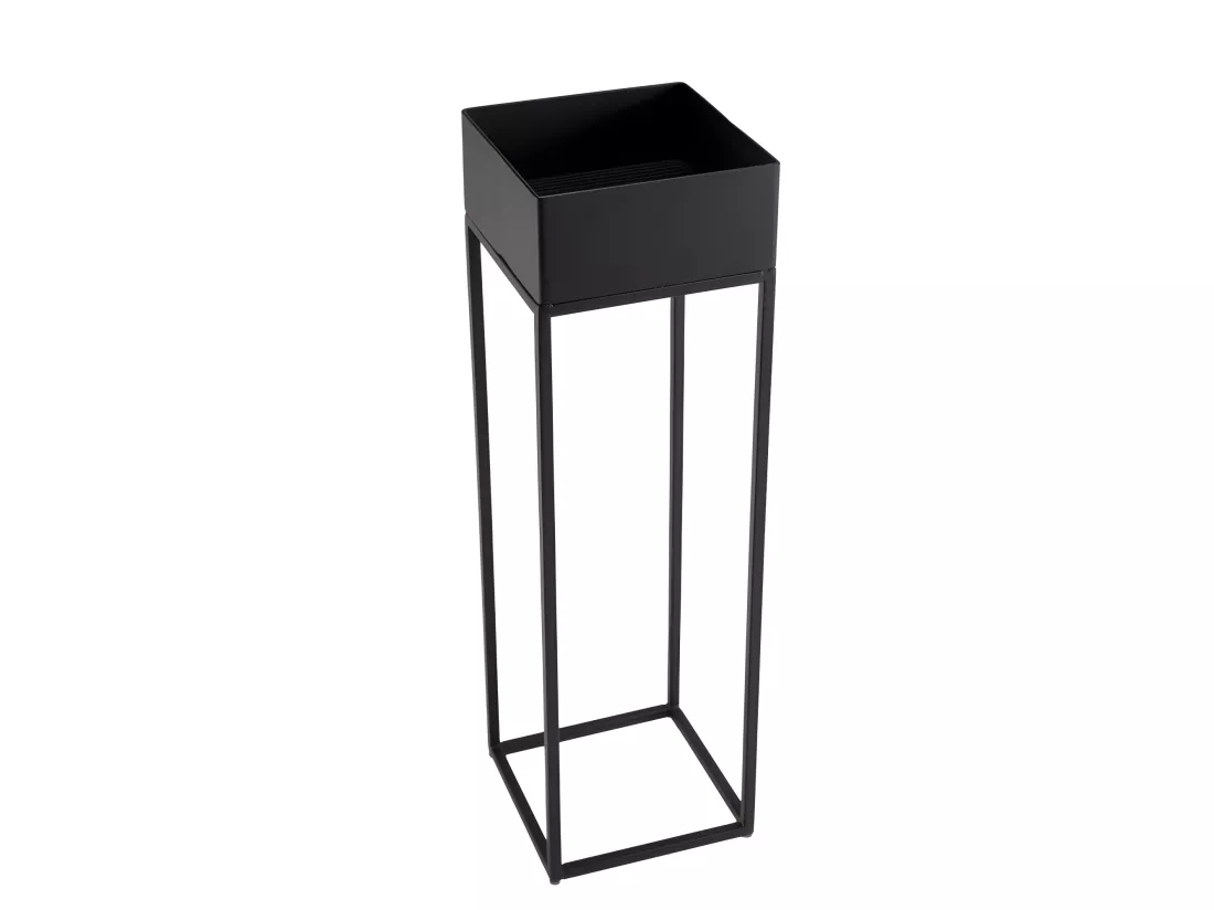 DALY - Sellette carrée / porte plantes MM noire piètement métal