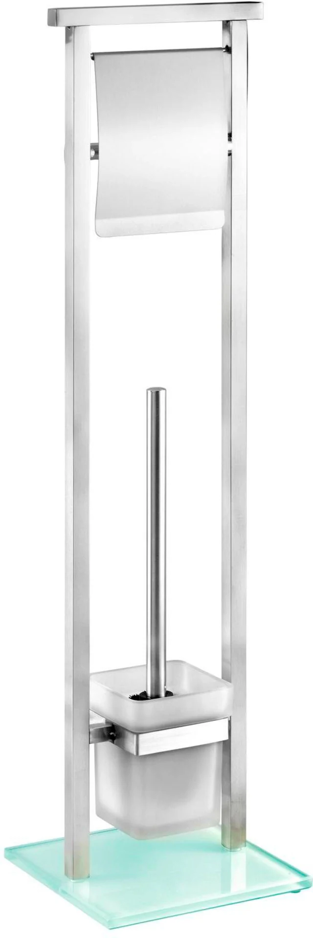 WENKO WC-Garnitur »Debar« aus Edelstahl | Glas Stand WC-Garnitur