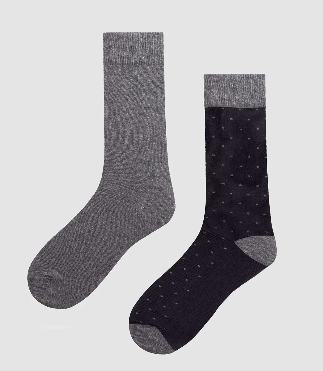 Lot de 2 chaussettes grise anthracite et noir ROND