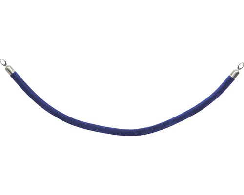 Afzetkoord, glad blauw, chroom uiteinde, 150 cm