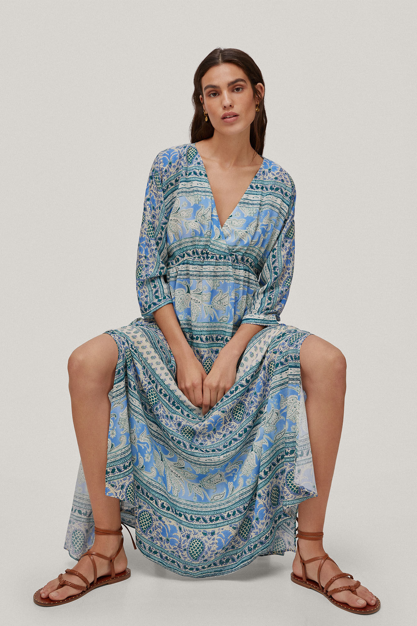 Vestido amplo estampado - Azul