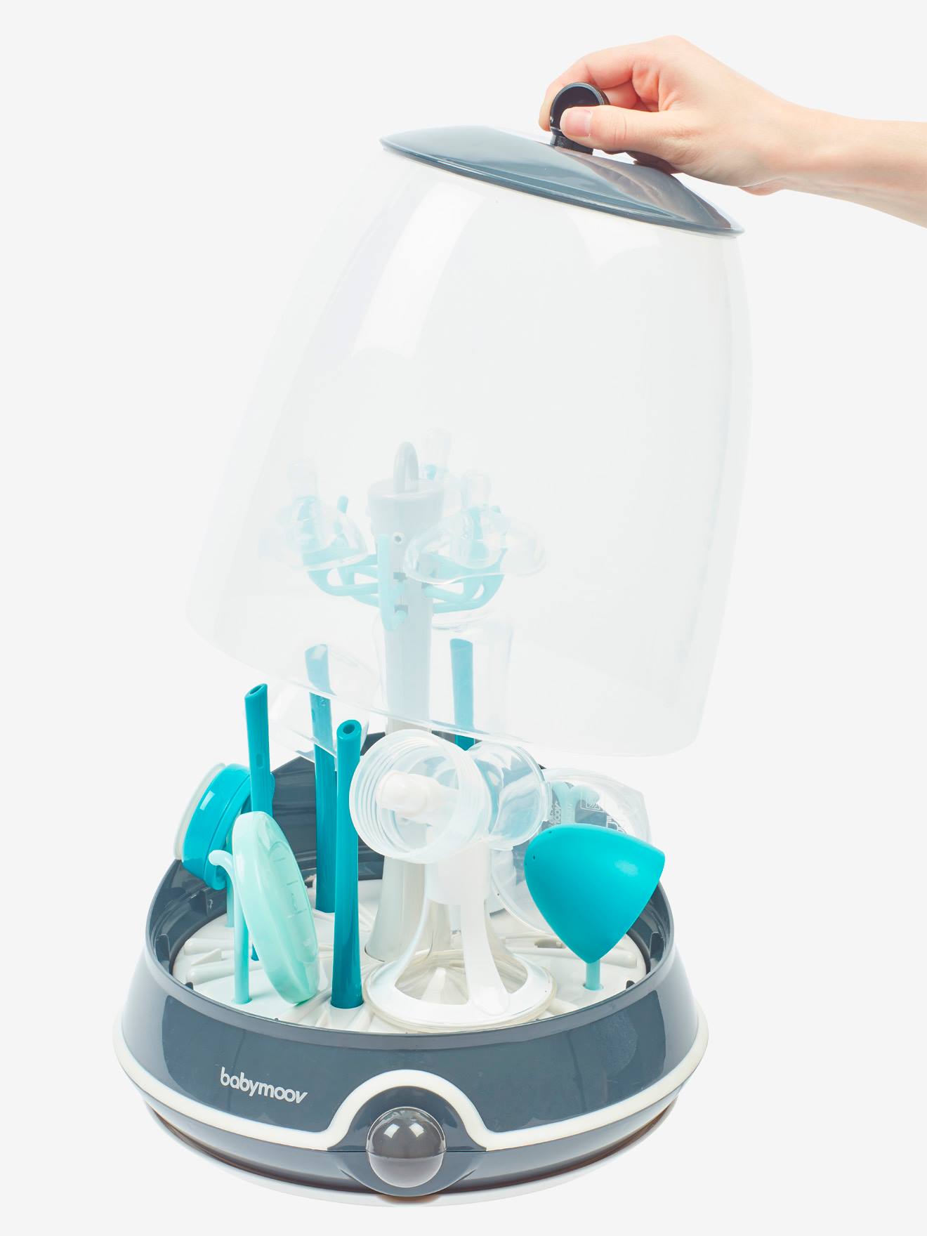 Esterilizador elétrico a vapor BABYMOOV Turbo, livre de BPA, azul médio