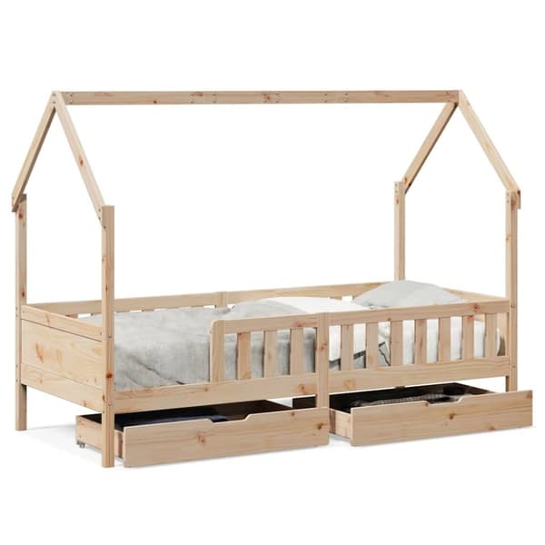 vidaXL Barnesengeramme med skuffer 90x190 cm heltre furu