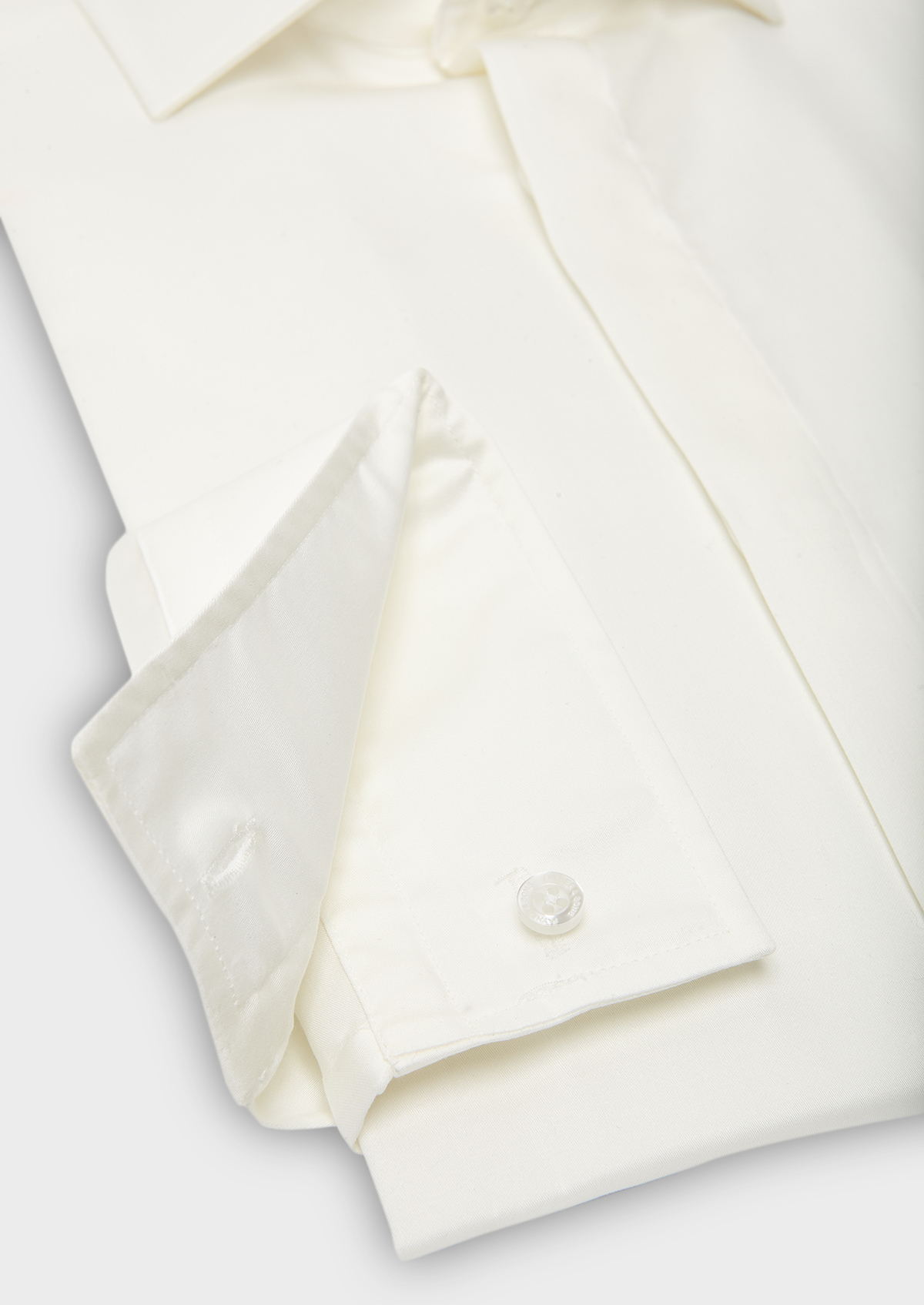 Chemise habillée Slim en coton sergé écru à col italien