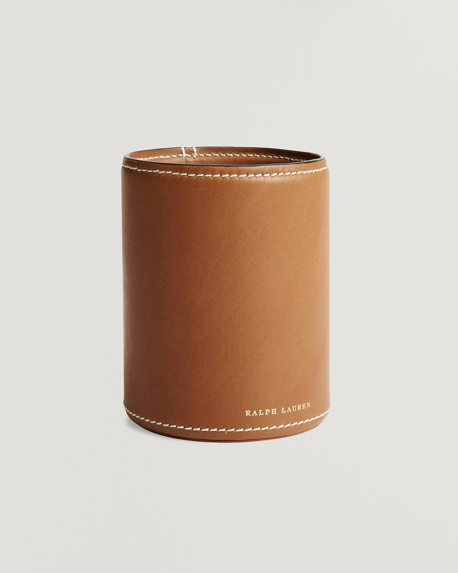 Ralph Lauren Home Brennan Leather Pencil Cup Saddle Brown