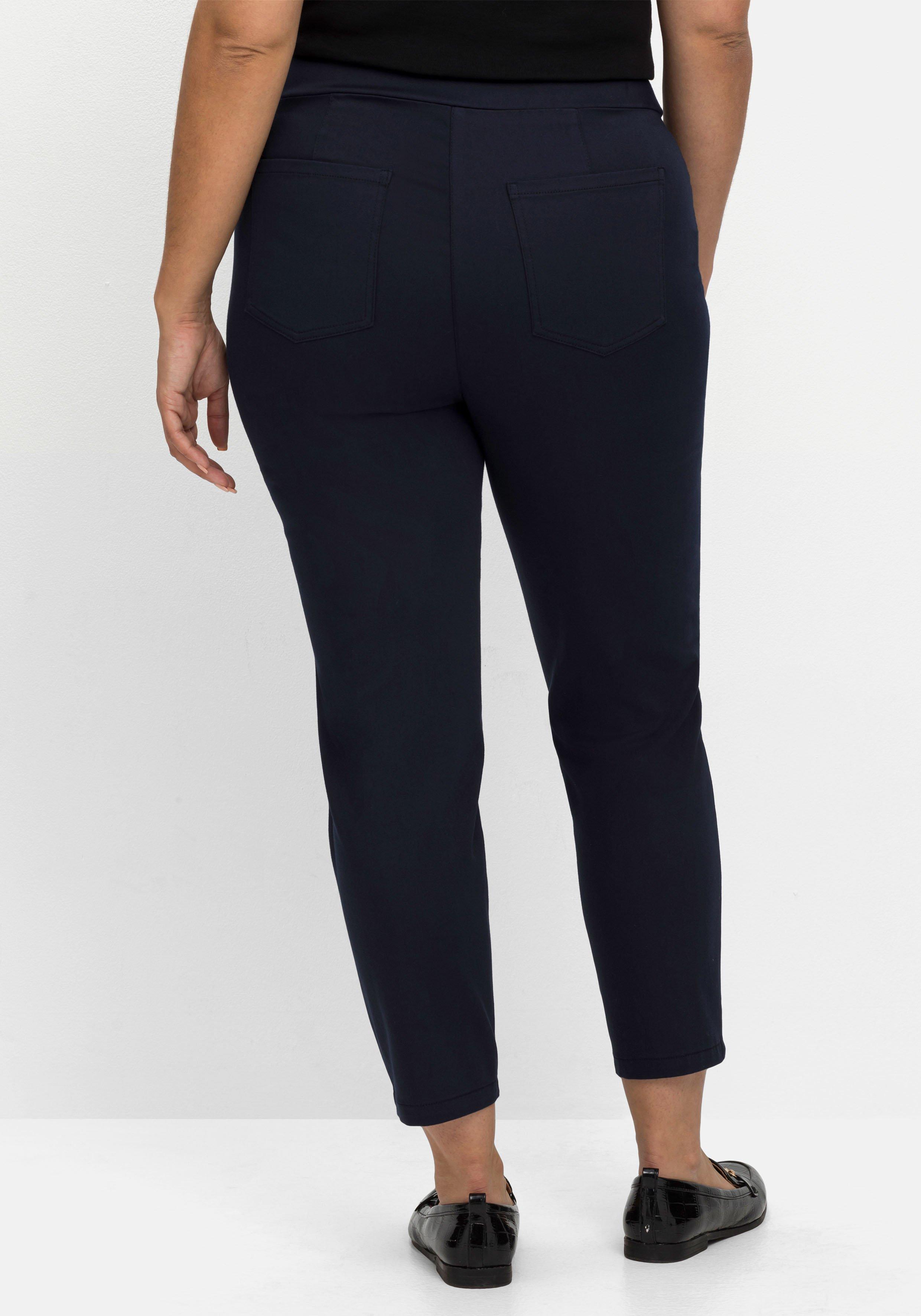 Schmale 7/8-Stretchhose mit elastischem Bund