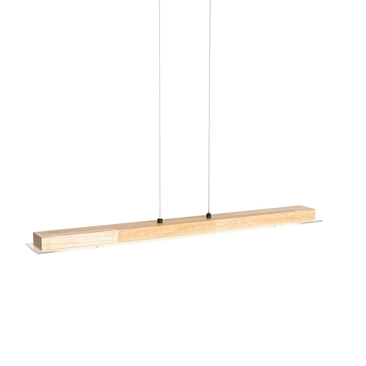 Landelijke hanglamp hout incl. LED met touchdimmer - Platina