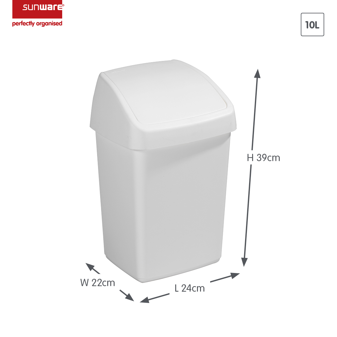 Sunware Delta set van 2 witte prullenbakken - 10 liter