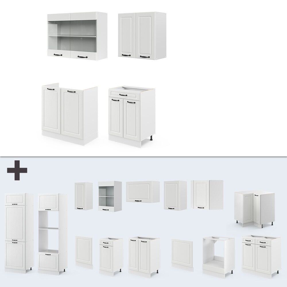 Vicco Küchenzeile Küchenblock Einbauküche R-Line Single Landhaus Weiß