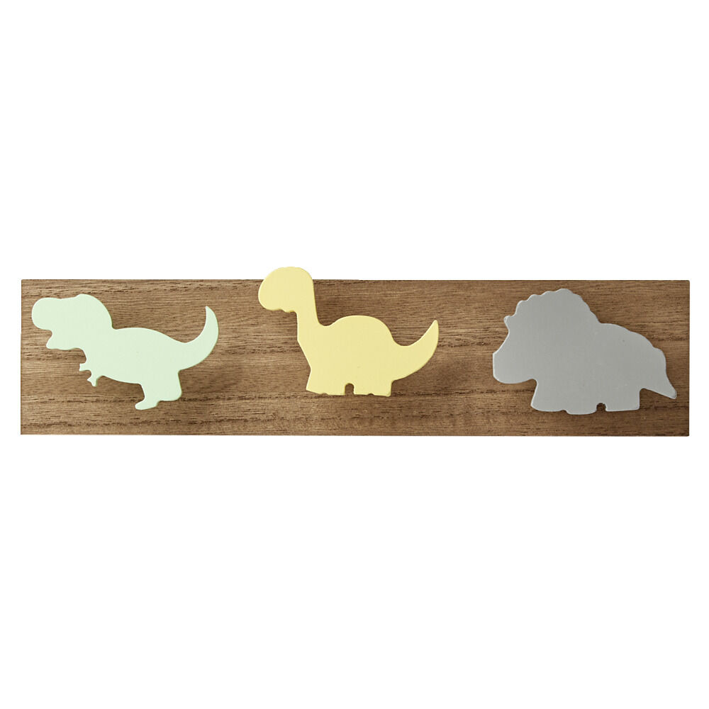 Patère bois 3 têtes enfant dinosaure 30x7xH4cm