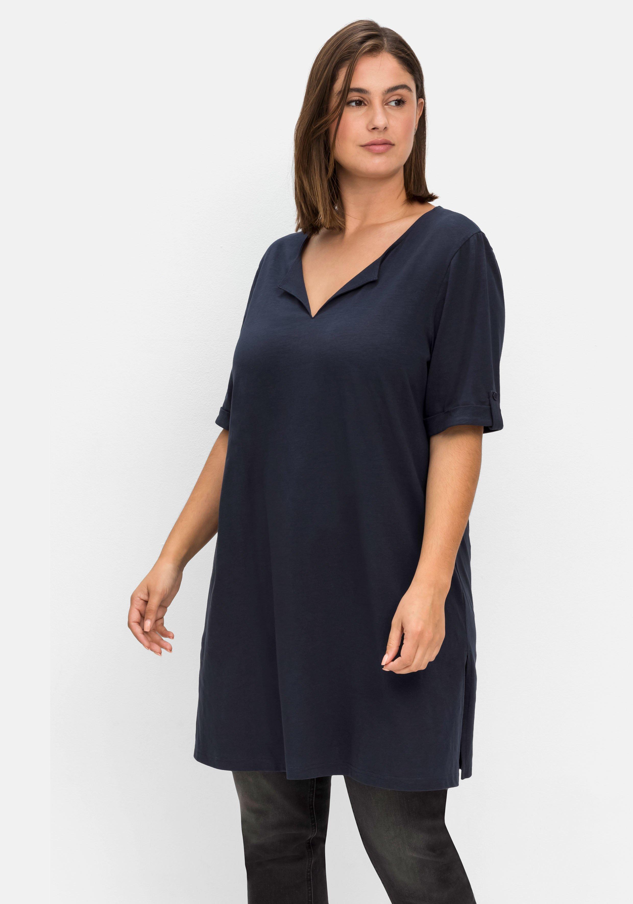 Longshirt mit geschlitztem Ausschnitt
