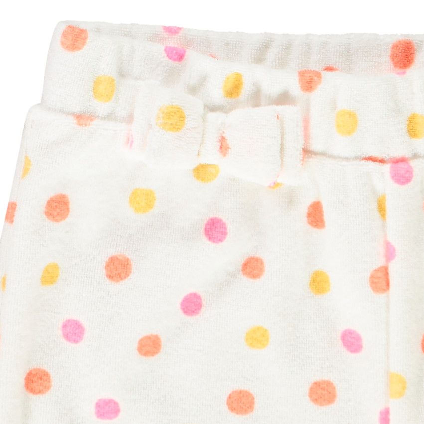 Short en éponge imprimé pois pour bébé fille - Blanc