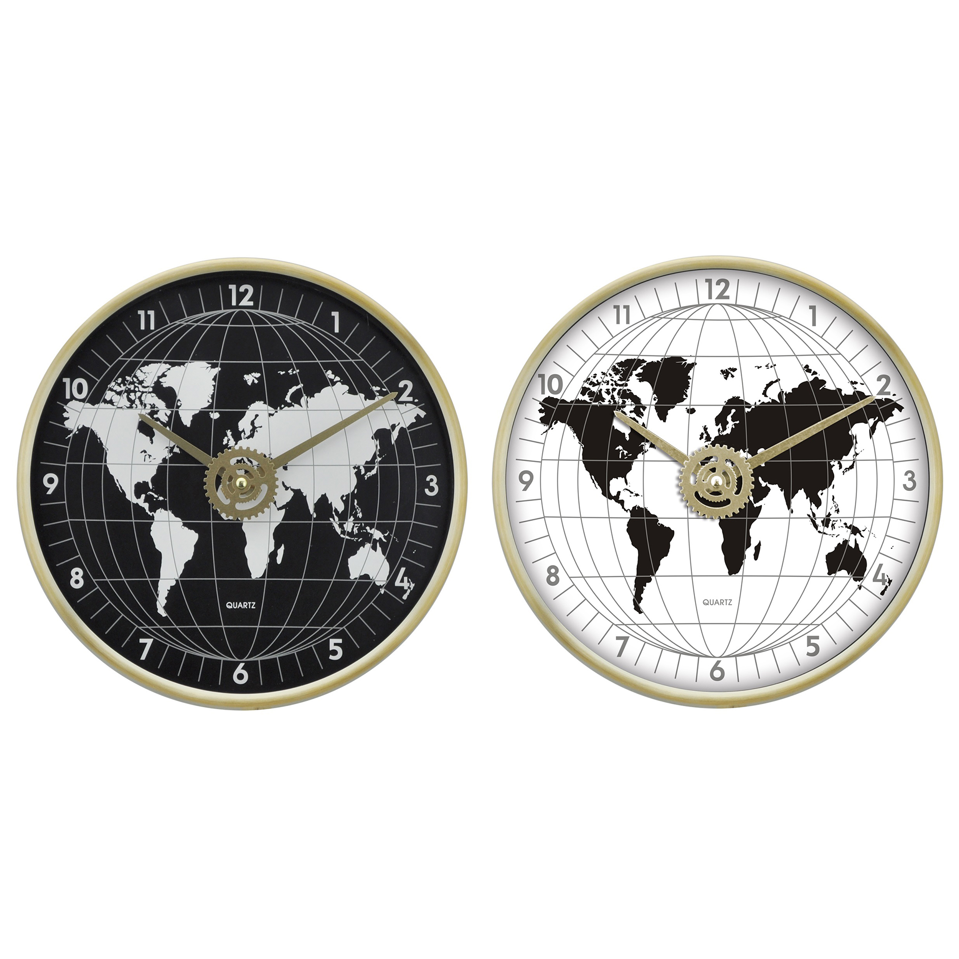 Wanduhr - schwarz oder weiß - goldener Rand - sortiert